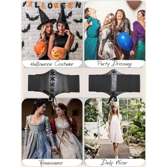 Womens Corset Belts Lace-up Tied Waspie Belt Retro Waist Cinch Belt - Picture 6 of 7